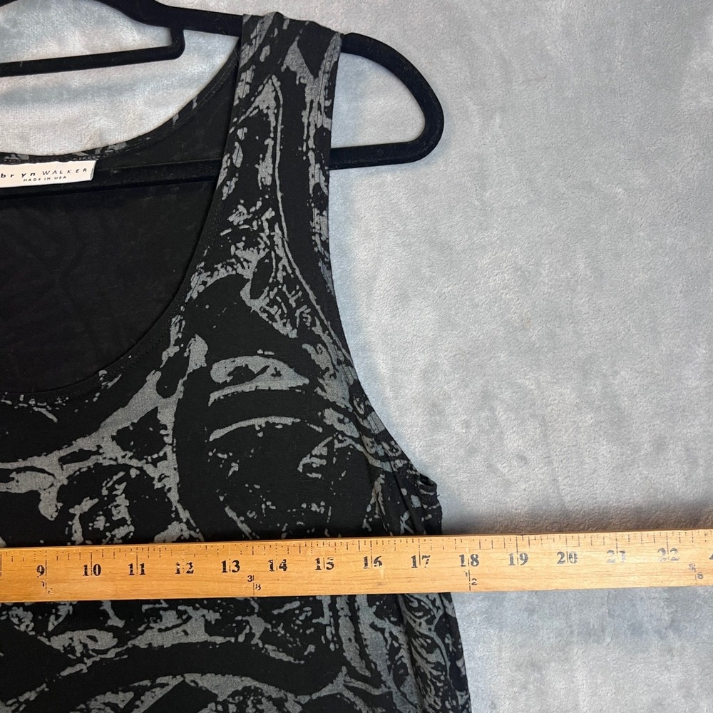 Bryn Walker Womens Black Grey Abstract Graphic Print Tank Top Tunic Made in USA - Picture 6 of 11